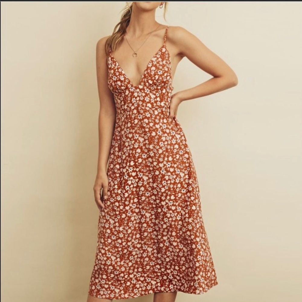 UO Dress Forum Floral V-Neck Midi Dress